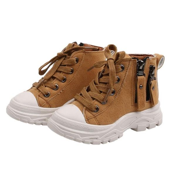 

autumn winter children ankle boots girls martin boots boys plush snow motorcycle side zipper rome kids sport shoes, Black;grey