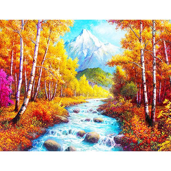 

full square/round diamond 5d diy diamond painting maple and river embroidery cross stitch rhinestone mosaic home decor