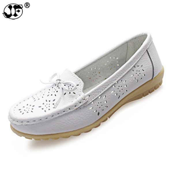 

2020 cutouts genuine leather shoes flat cut outs women shoes ballet flats women four seasons bowtie loafers flats, Black