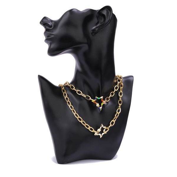 

juwang o-chain chokers necklaces fashion diy jewelry punk style star clasp pendant necklace for woman man gifts party decoration, Silver