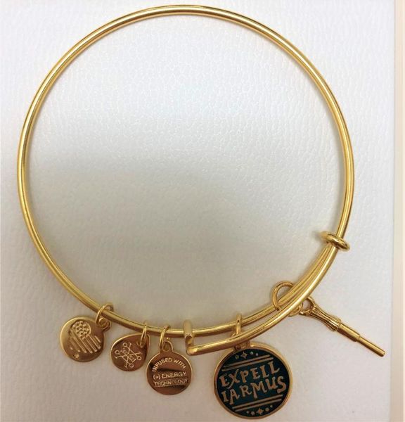 

alex and a harry expelliarmos duo charm shiny gold expandable wire bangle bracelet female jewelry gift, Black