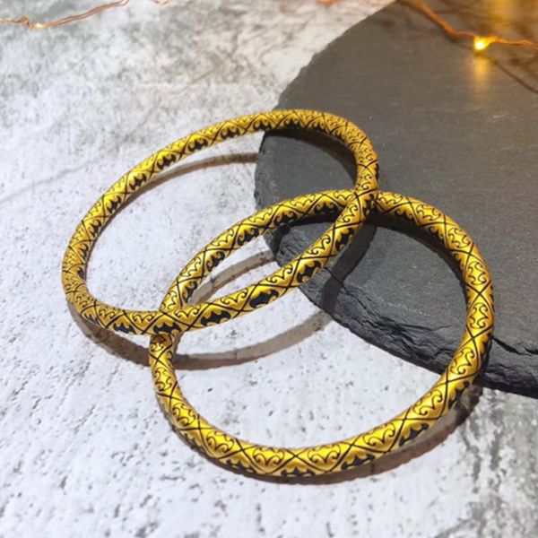 

new arrival pure 24k yellow gold bangle women 3d 999 gold bat bangle, Black