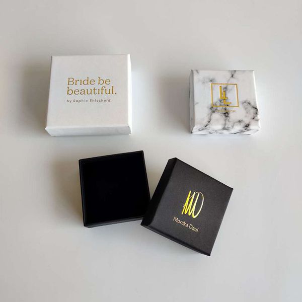 

100pcs/lot jewelry gift boxes -white- custom packaging box with logo - ring necklace bracelets earring gift packaging box t200808, Black;white