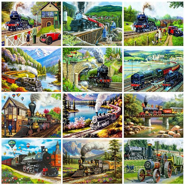 

evershine 5d diamond embroidery landscape diamond painting train full square round mosaic rhinestone picture cross stitch crafts