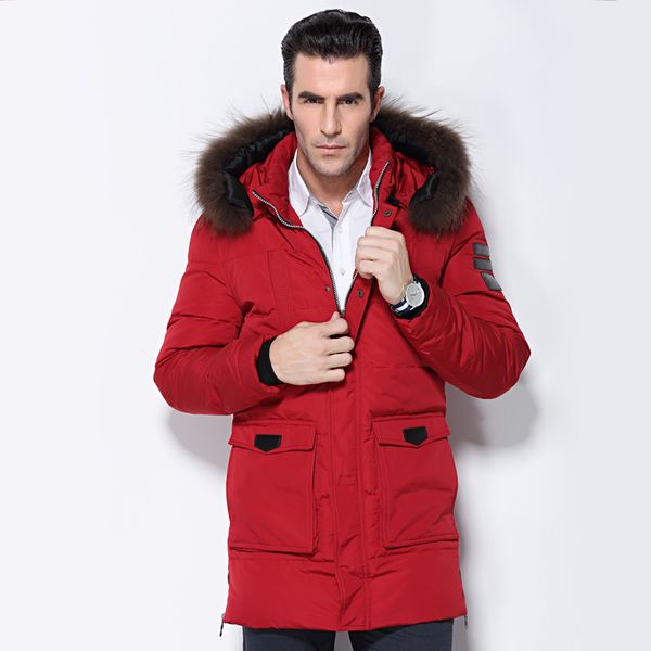 

men's down jacket fur collar coat 2020 stylish winter jacket men long waterproof green parka chaquetas hombre down coat for man, Black