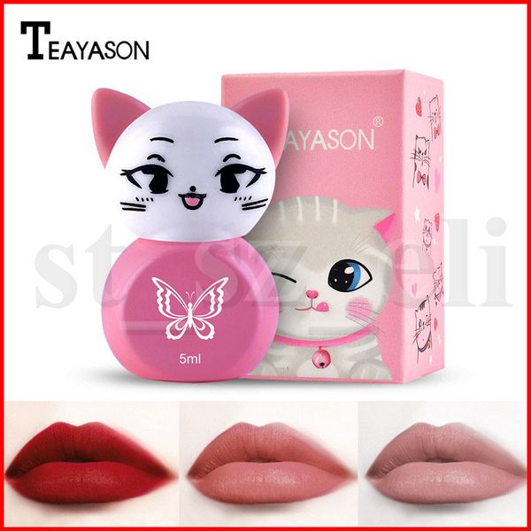 

teayason cute cat shape lip makeup waterproof lip gloss matte liquid lipstick long lasting nude glossy lipgloss batom cosmetic