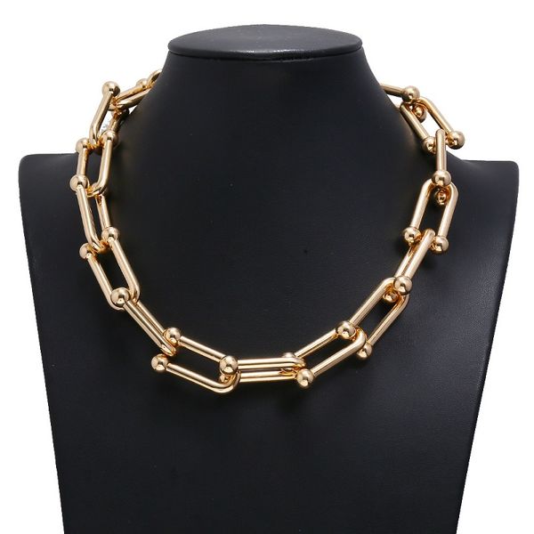 

exknl punk lock chain chokers collares 2020 statement metal hip hop rock long tassel pendant necklaces women men jewelry, Silver