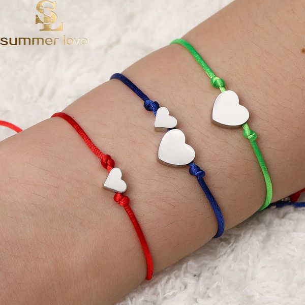 

простое сердце из нержавеющей стали браслет регулируемого rope friendship браслеты для женщин пары творческих подарков друзья ювелирных изде, Red;blue