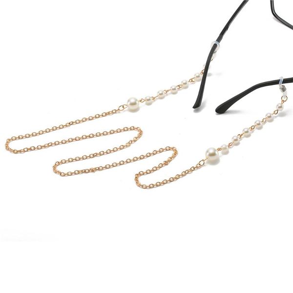 

luxury chic pearl bead necklace glasses lanyard handmade women casual necklace glasses halter hanging sunglasses chain jewelry, Silver