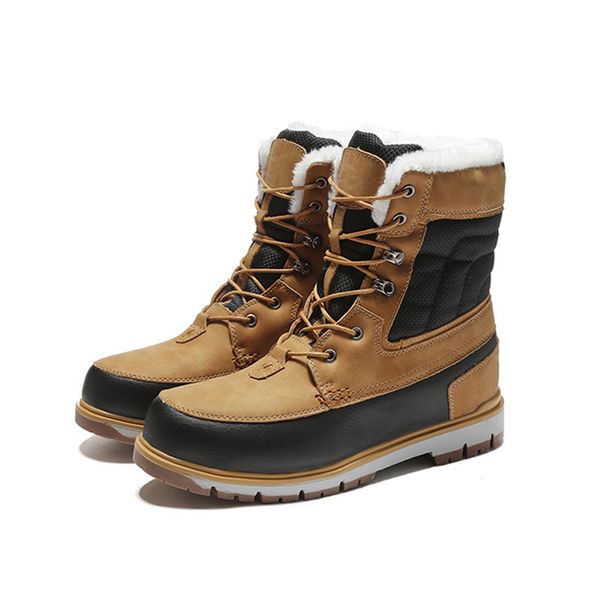 

new winter men snow boots water resistant faux leather thickened non-slip high booties