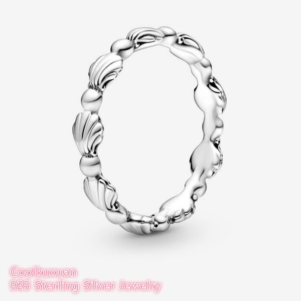 

cluster rings 100% 925 sterling silver beaded seashell band ring for women wedding gift original jewelry accessories, Golden;silver
