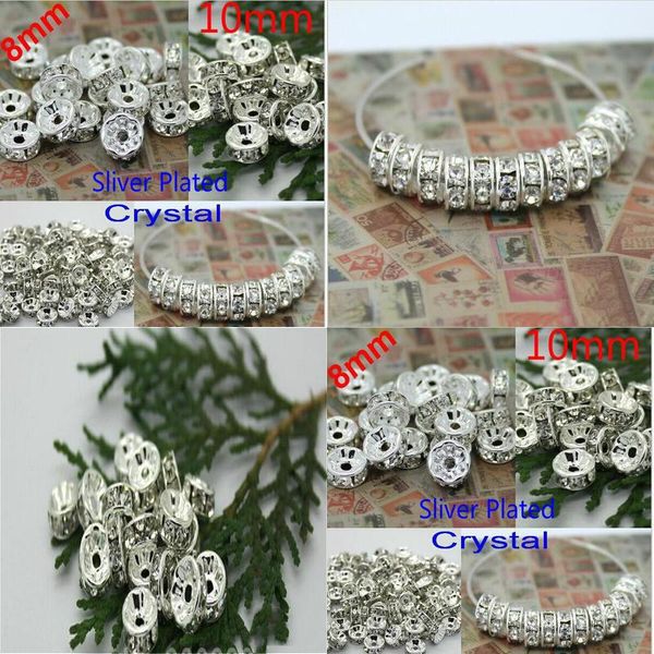 

подвески изготовление 10мм diy кристалл 8мм, 2 для серебра rhinestone воротник из бисера выберите покрыло ювелирных изделий шарики прокладки, Silver