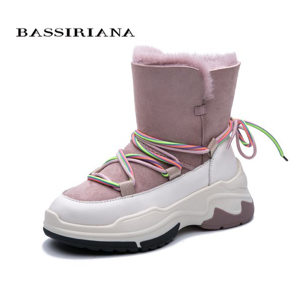 

bassiriana 2020 winter suede boots platform fur warm and comfortable trend women's shoes ing, Black