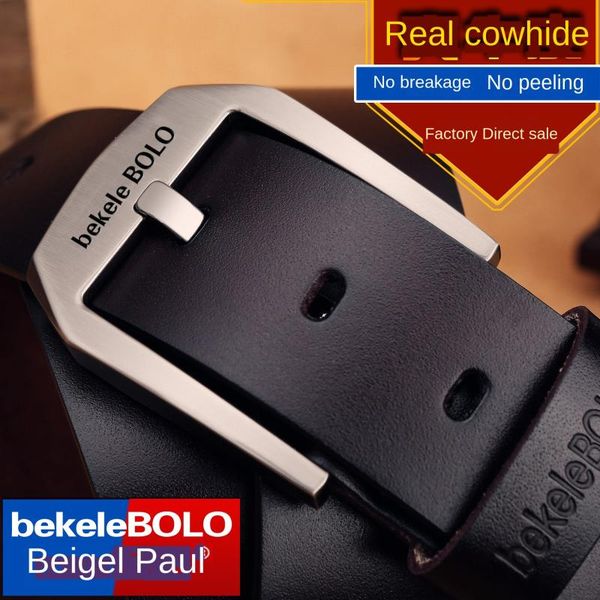 

hi-tie quality cow genuine leather luxury male belts for men 130cm long wild cowboy vintage pin buckle men belt for jeans, Black;brown