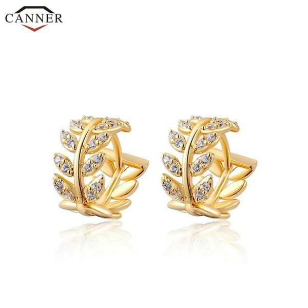 

Januarysnow Austria Crystal Hoop Earrings for Women Gold Color Leaf Earrings Small Huggie Earrings 2019 Fashion Jewelry Gifts H30