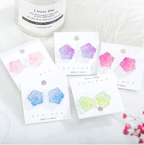 

s925 summer refreshing shade candy girl earrings with acrylic flower earrings, Golden;silver