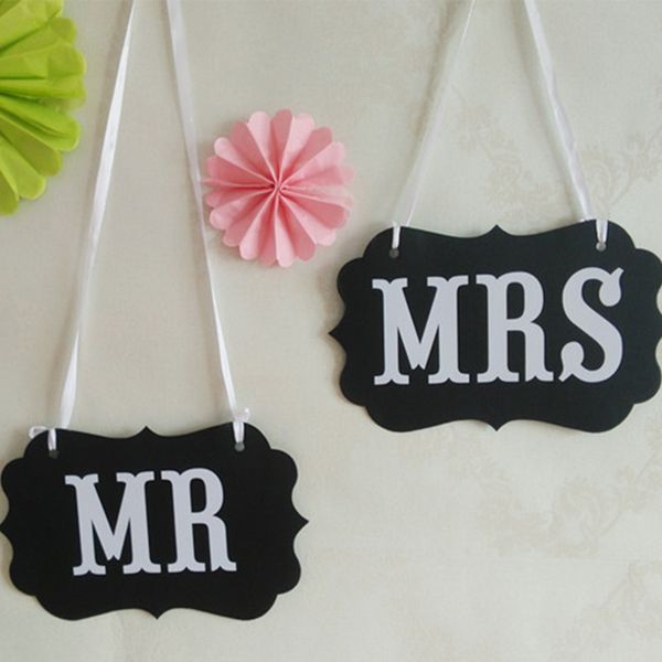 

2pcs mr and mrs p booth props, chair signs wedding reception decor