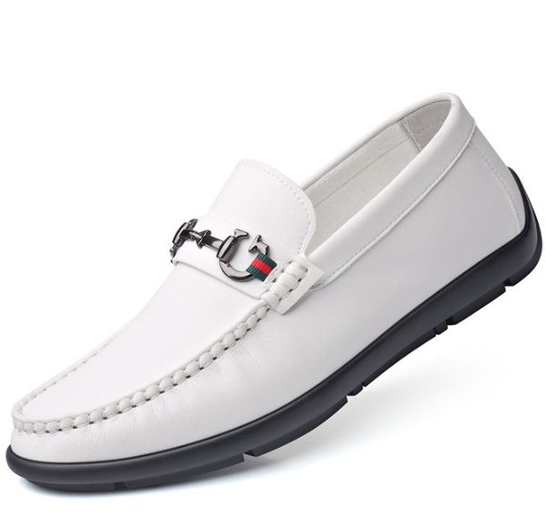 

leather men casual shoes 2020 summer breathable mens loafers fashion slip-on soft driving flat shoes zapatillas hombre, Black