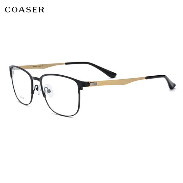 

oversize glasses frame men ultralight square myopia prescription eyeglasses metal lighter masculine optical eyewear, Black