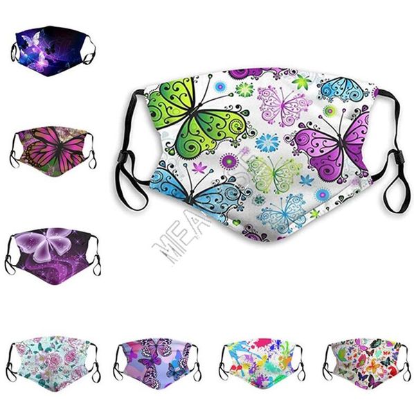 

designers face masks cotton fashion face mask new butterfly graffiti floral cartoon double layers washable reusable adjustable masks d82610, Blue
