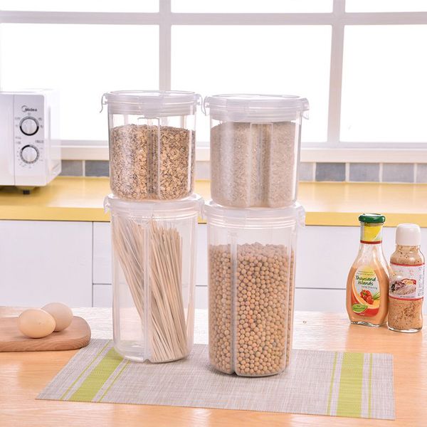 

grains rice beans stoarge jar with seal cover 4 lattices refrigerator container