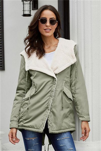 

solid color casual loose long sleeved hooded thick jackets fashion women winter jackets women winter coats, Black;brown