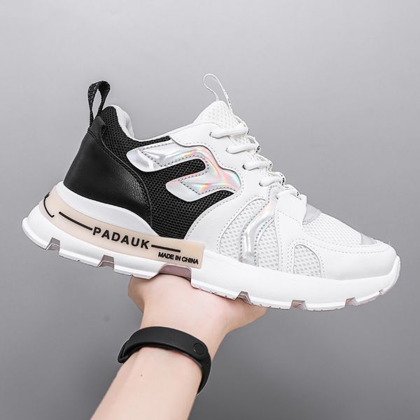 

new men brand casual shoes men shoes breathable lightweight comfortable training walking sneakers casual lace-up sneakers, Black