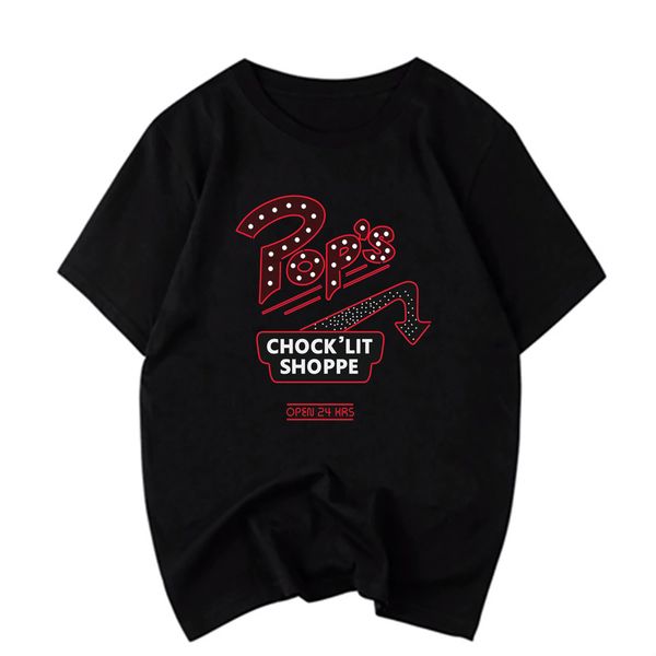 

мужчины черная футболка хлопок прохладный pops riverdale логотип повседневный pride t рубашка мужская мода tshirt