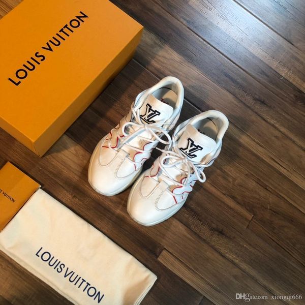 

men's designer shoes cloudbust thunder knit sneakers casual shoes white black leather mesh sneakers lace flat three retro luxury shoes, Red;white