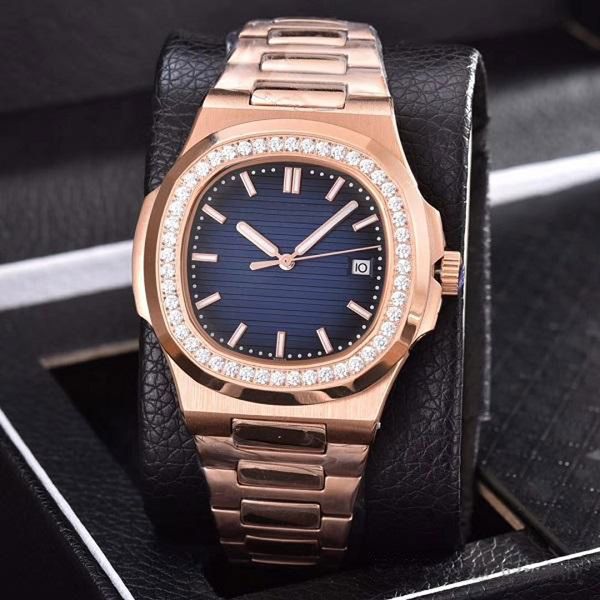 

the fashionable men's watch, the outer ring set diamond automatic machinery stainless steel nautilus man's watch, men's watch, Slivery;brown