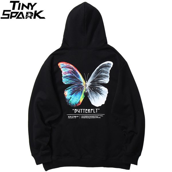

2020 men hip hop sweatshirt hoodie color butterfly streetwear harajuku pullover hoodie cotton fleece winter autumn black
