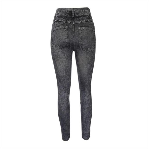 

fashionable soft leggings polyester explosions of solid color imitation denim ankle length leggings european and american, Black