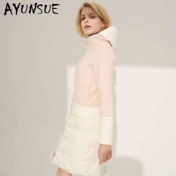 

ayunsue real fur coat female jacket women's winter down jacket woman sheep shearling duck down coats and jackets abrigos ydl002, Black;white