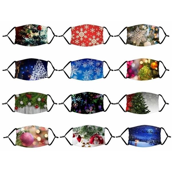 

2020 christmas face mask washable reusable mouth ice silk cloth breathable anti dust protective kids fashion