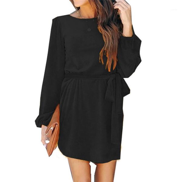 

designer loose solid color dresses casual womens sashes dresses luxury womens dress, White;black