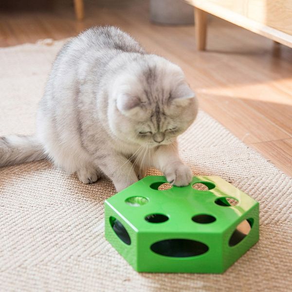 

funny cat box cat catching mouse toys toy automatic hexagonal electric turntable for pet toy supplies 2020