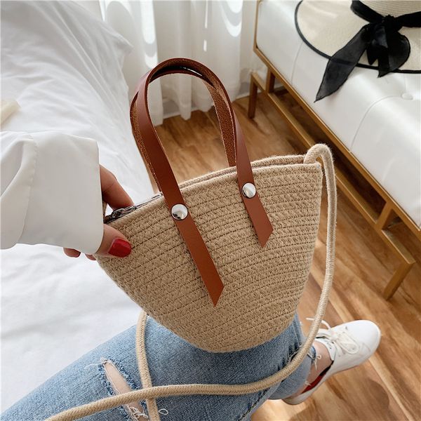 

woven bucket bag women's bag new 2020 straw portable shoulder/crossbody