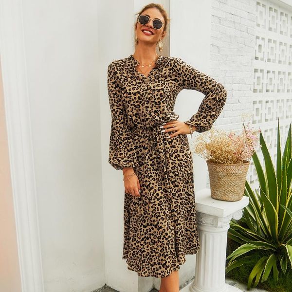 

new ladies boho leopard dress women summer spring autumn casual long beach dress loose women party dresses female vestidos, Black;gray
