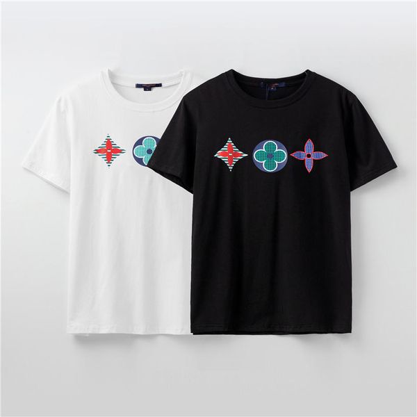 

20ss mens women loose t shirt contrast patchwork tees letters print casual mens shirts fashion men shirt tee size s-2xl, White;black