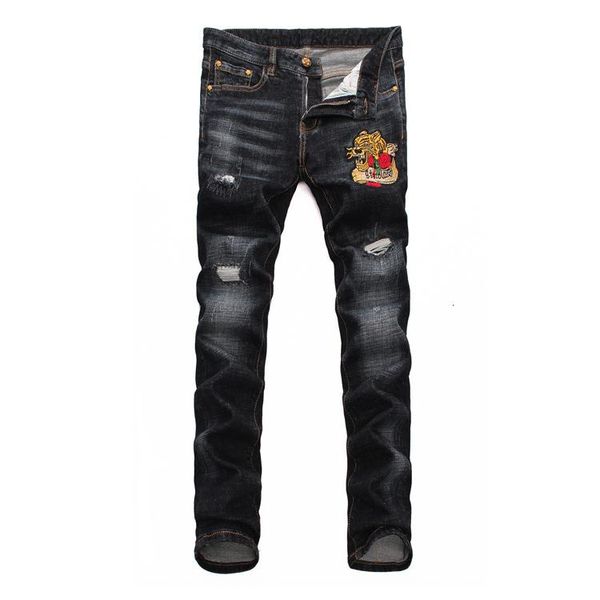 

fyzz new arrival men's wear original design men fashion jeans trousers straight slim and comfortable gh87, Black;brown