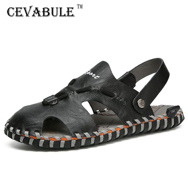 

cevabule 2020 summer fashion men's casual beach sandals comfortable soft bottom breathable plus size men's shoes clk, Black