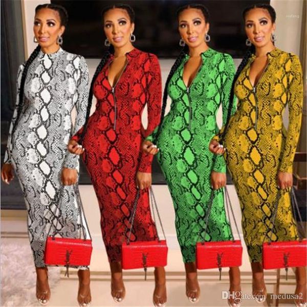 

dresses club slim reverse zipper long sleeved pencil bodycon dresses fashion women party dresses snakeskin pattern womens, Black;gray