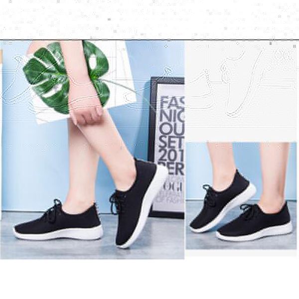 

women's breathable sneakers fashion flying weaving socks shoes sneakers casual shoes student running sports, Black