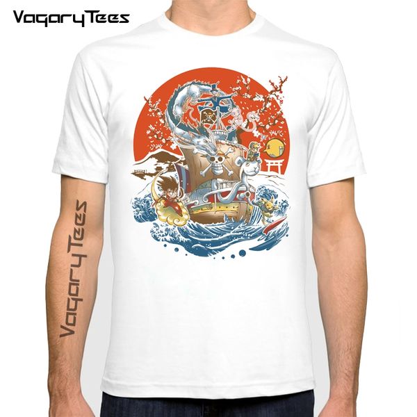 

vagarytees japanese anime world print t shirt men fashion summer o-neck cartoon character short sleeve t-shirt, White;black