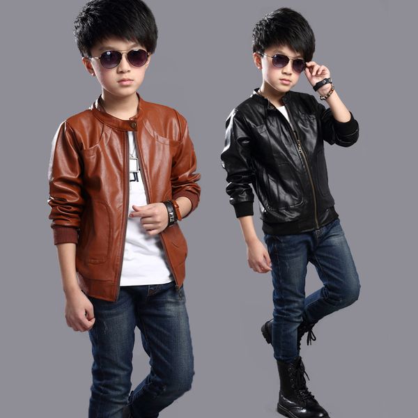

boys pu jacket coat fashion children leather jacket teenager boys outwear spring autumn clothes 4 6 8 10 12 15 years, Blue;gray