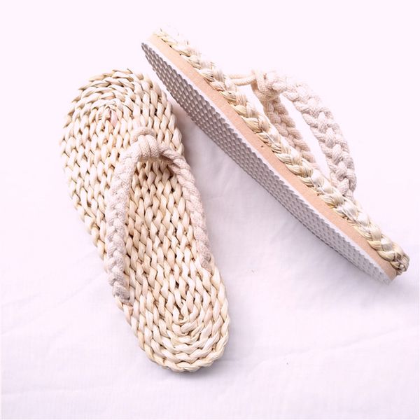 

2020 summer hand woven grass beach men's sandals for home leisure sweat absorption and antiskid women's slippers, Black