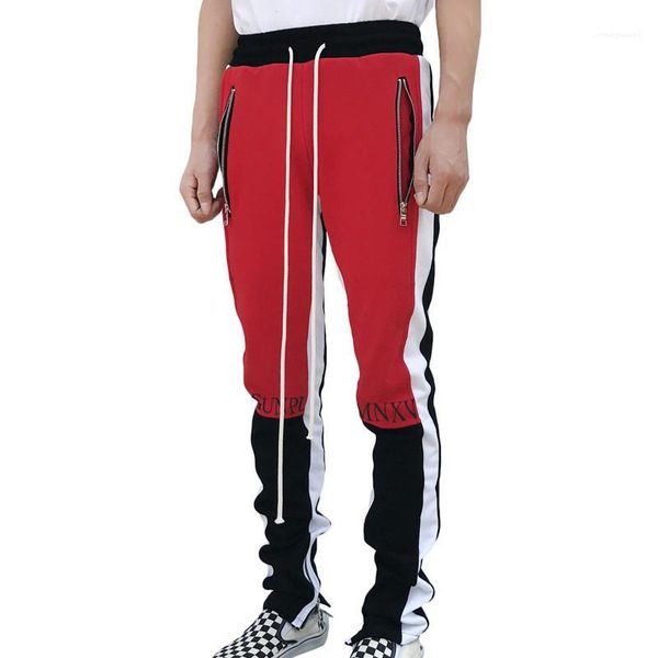 

designer track pants autumn casual street style striped letter printed zipper pencil pants mens fashion streetwear mens, Black