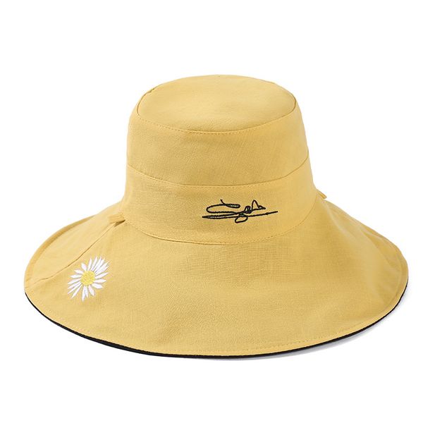 

2020 women bucket fishing hats sunscreen sun cap little daisies double-sided wear lady fisherman hat sun hat, Blue;gray