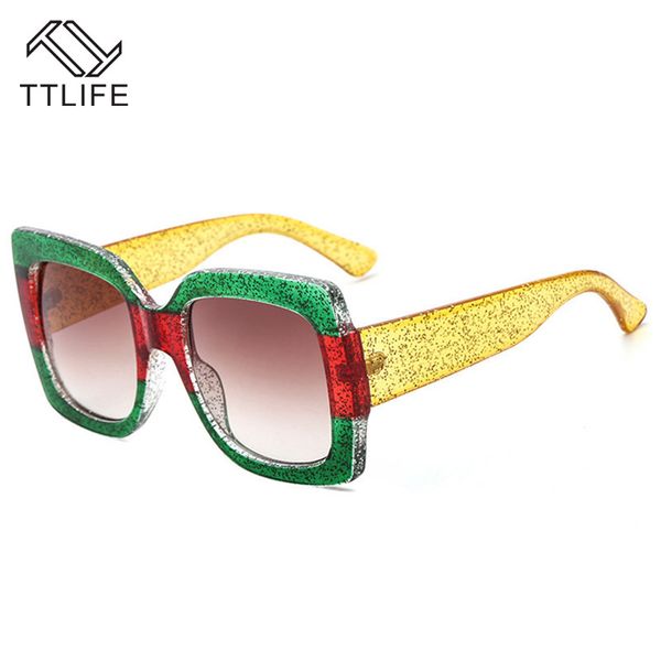 

ttlife red green oversized square sunglasses women luxury vintage eyewear fashion big frame lady sun glasses yjhh0158, White;black