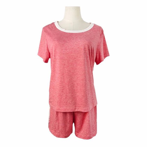 

cocobla women lace sleepwear two piece short sleeve shirt shorts nightwear summer pajamas set, Gray